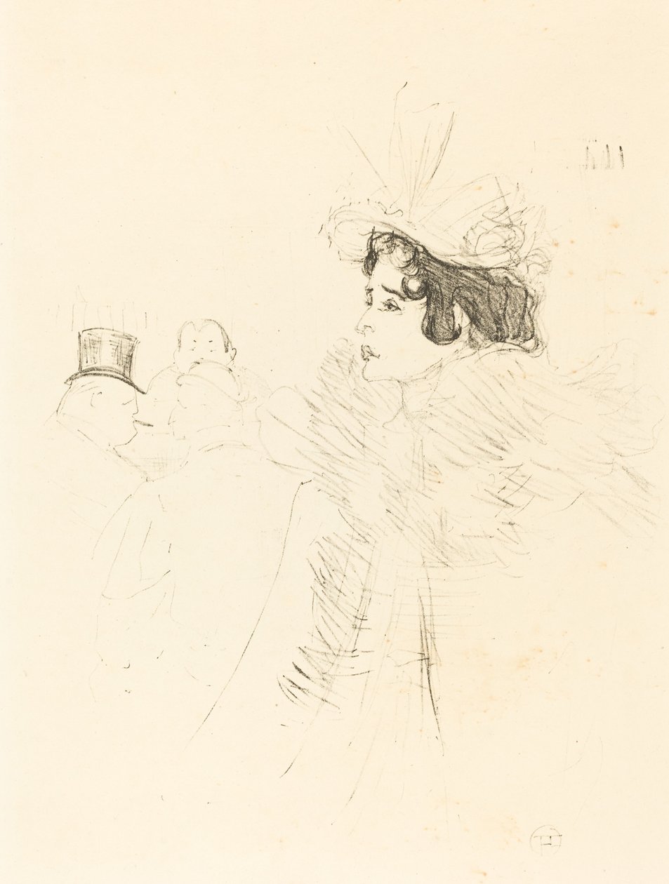 Miss May Belfort az ír és amerikai bárban, rue Royale Miss Belfort Belfort au Irish..., 1895. alkotó: Henri de Toulouse Lautrec