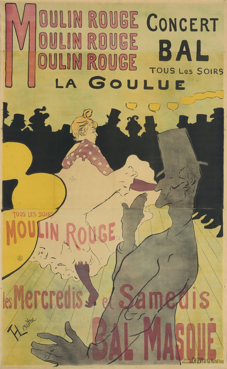 Moulin Rouge, La Goulue, 1891 alkotó: Henri de Toulouse Lautrec