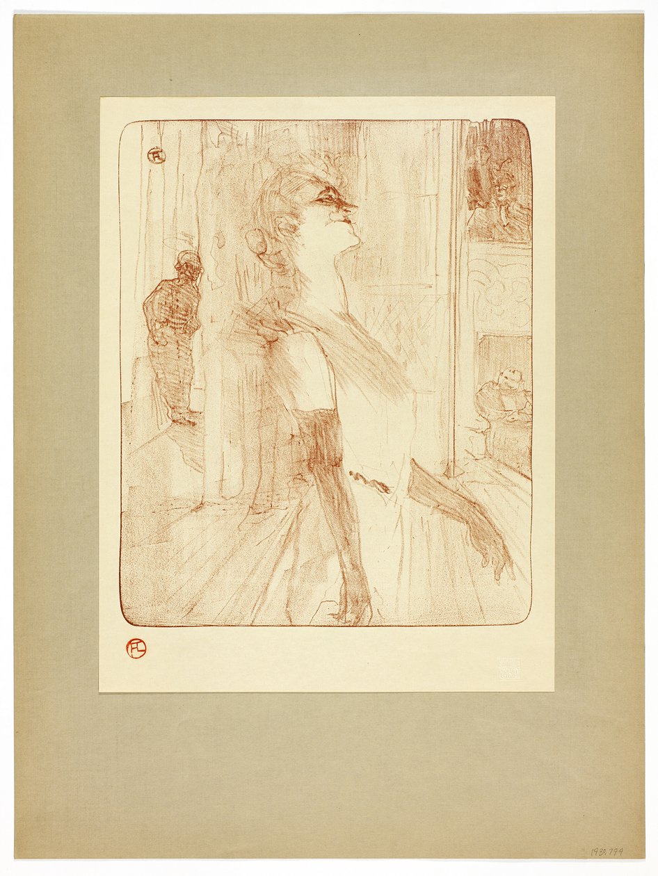 A színpadon Yvette Guilbert tányérja alkotó: Henri de Toulouse Lautrec