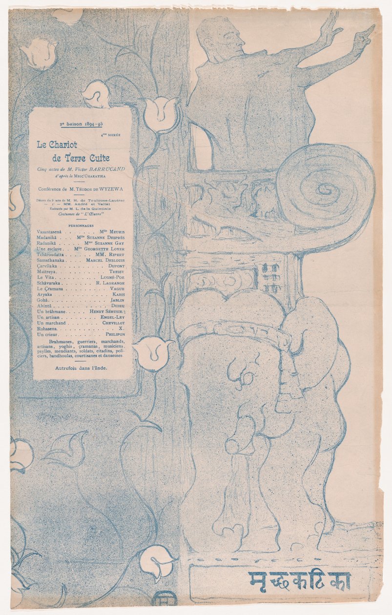 Playbill a Le Chariot de Terre Cuite A kis agyagkocsihoz, 1895., 1895. alkotó: Henri de Toulouse Lautrec