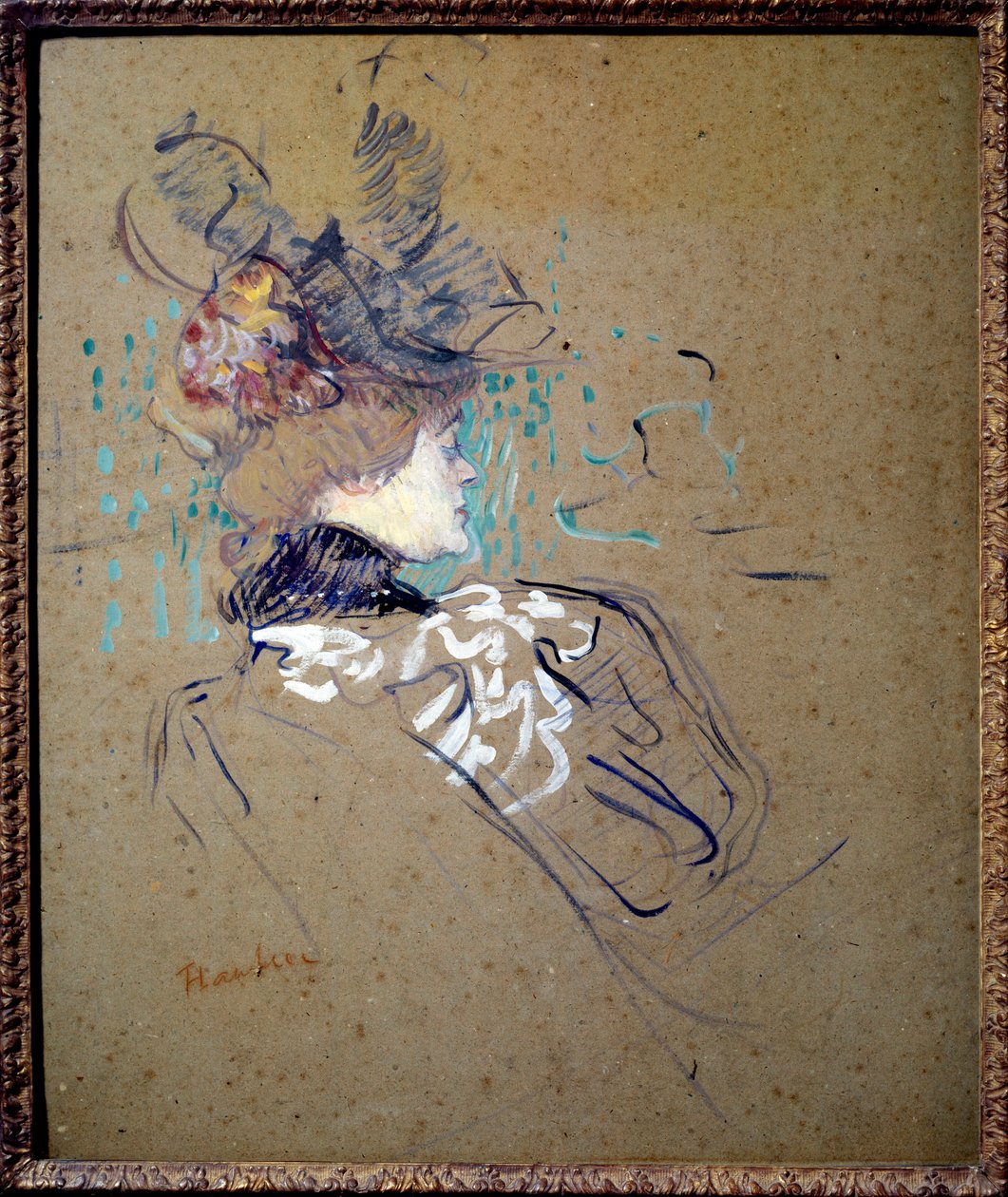 Profil nő portréja (Madame Lucy) Olajfestmény kartonra, Henri de Toulouse Lautrec (1864-1901) 1896 V. 0,56x0,48 m Párizs, Musee d