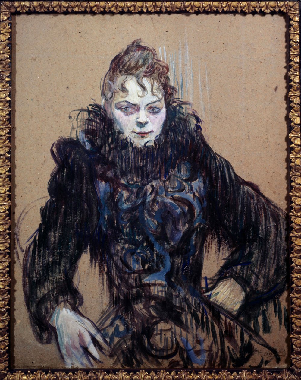 Egy nő portréja a fekete boában, Henri de Toulouse Lautrec (1864-1901) festménye alkotó: Henri de Toulouse Lautrec