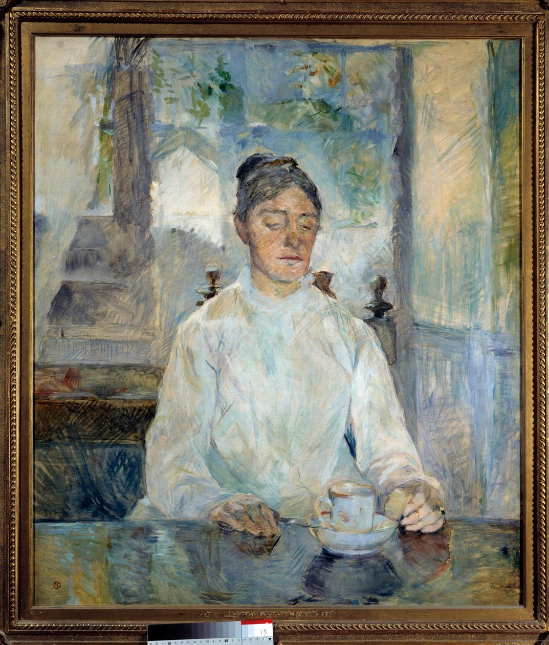 Toulouse Lautrec grófnőjének portréja reggelizik Henri de Toulouse Lautrec festménye (1864-1901) 1881 V. 0,93x0,81 m Albi, Toulouse Lautrec múzeum alkotó: Henri de Toulouse Lautrec