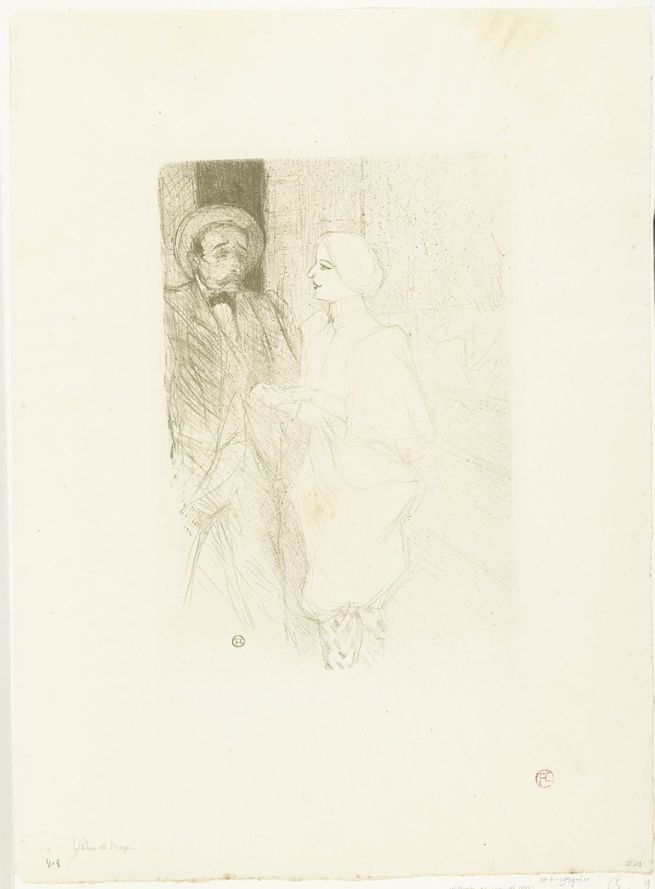Portret van színészek Léonie Yahne a Henri Mayerben a Toneelstuk Age Difficult című filmben Yahne és Mayer nehéz korban alkotó: Henri de Toulouse Lautrec