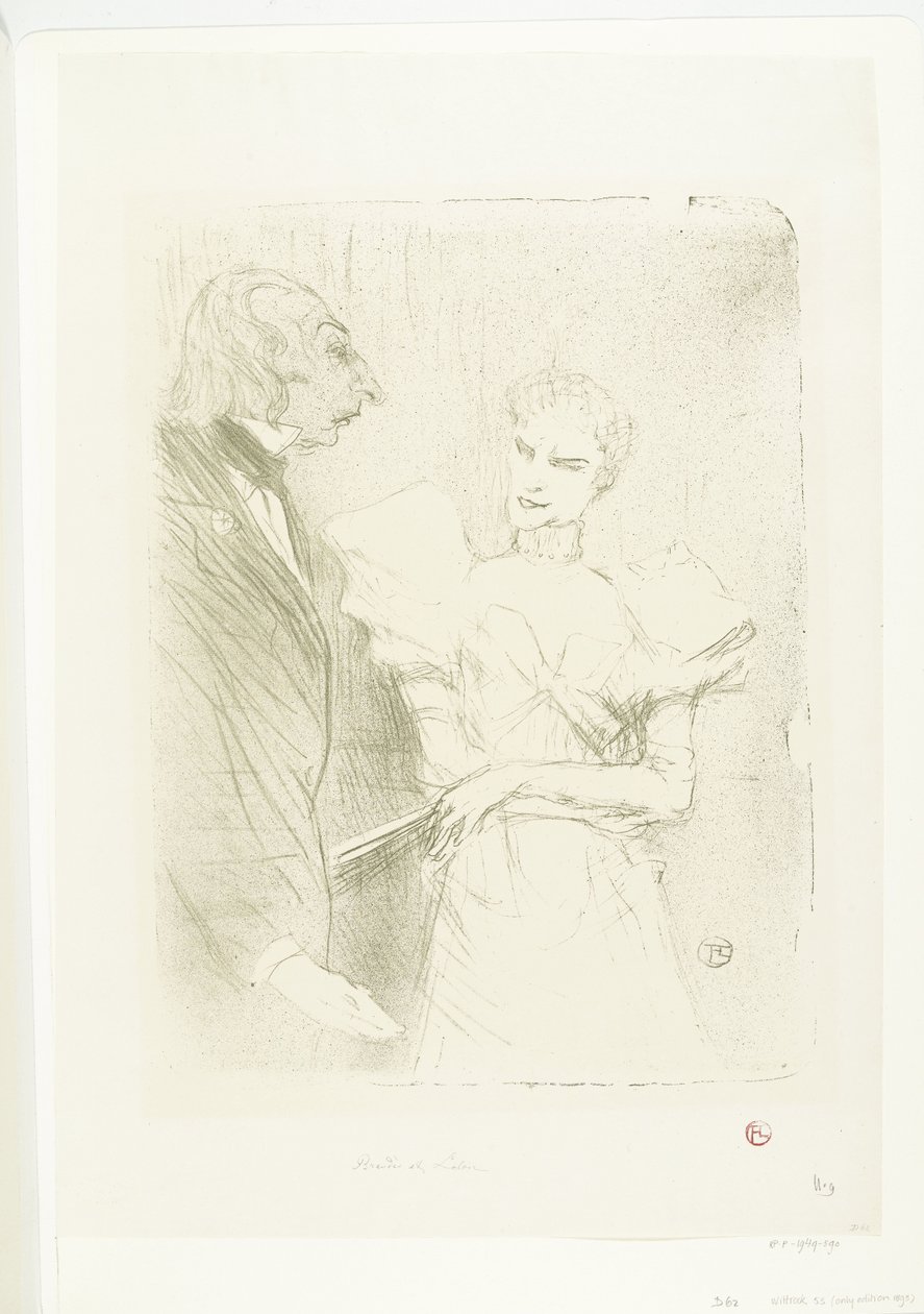 A színésznő, Marthe Brandès, mint Louis-Pierre Leloir színésznő a Les Cabotinsban Brandès és Leloir Cabotinsban alkotó: Henri de Toulouse Lautrec