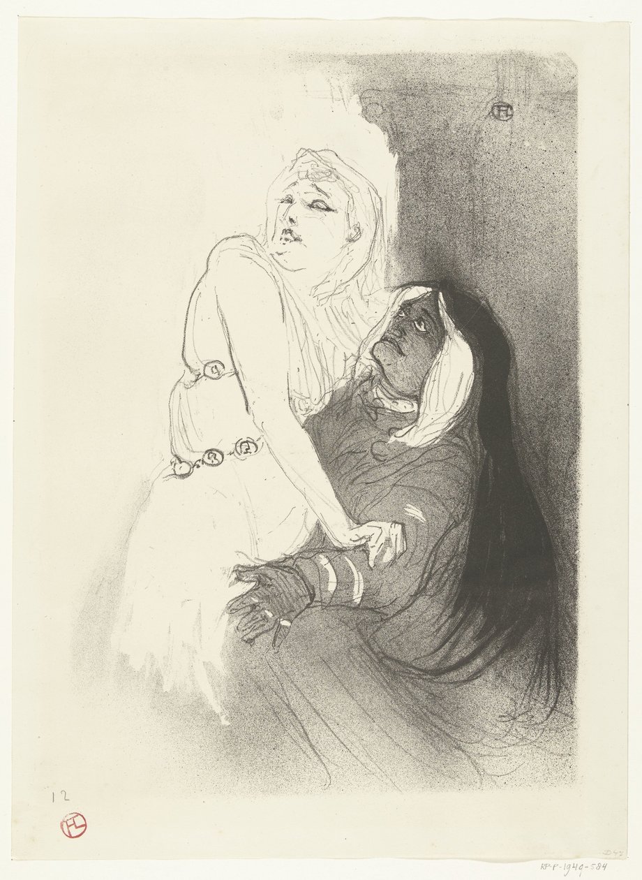 Sarah Bernhardt színésznő portréja a toneelstuk Phèdre-ben (Phaedra) A reneszánsz idején. Sarah Bernhardt a Phaedrában alkotó: Henri de Toulouse Lautrec