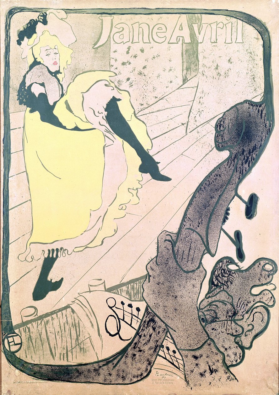 Jane Avrilt (1868-1943) reklámozó plakát a Jardin de Paris-ban, 1893 (színes litó) alkotó: Henri de Toulouse Lautrec