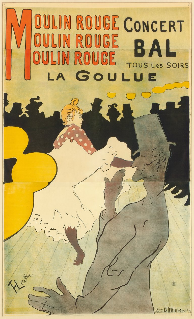 „La Goulue” plakát a Moulin Rouge-ban, 1891 alkotó: Henri de Toulouse Lautrec