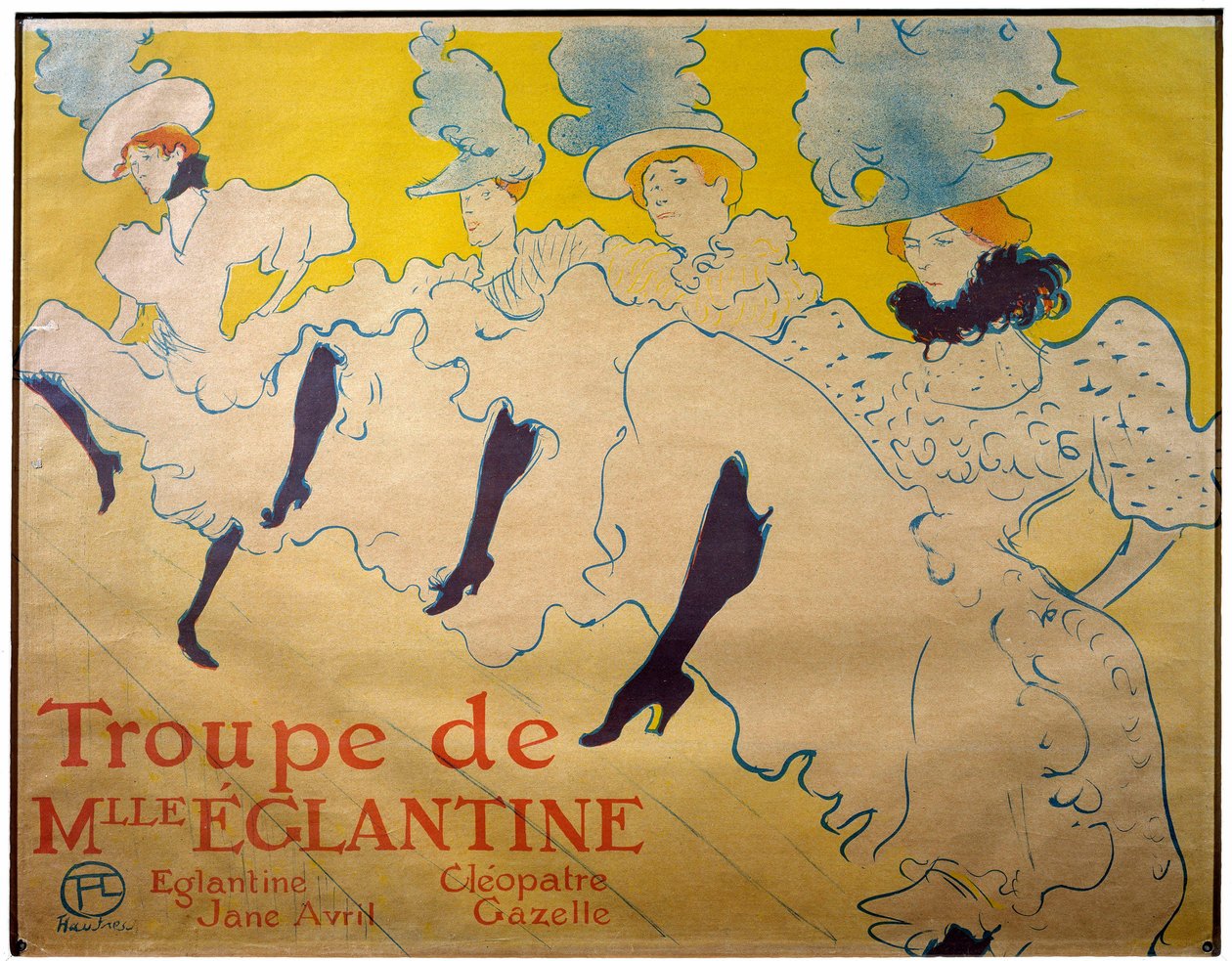 Mademoiselle Eglantine társulatának plakátja. Kabaré táncosok. Henri de Toulouse Lautrec litográfiája (Toulouse-Lautrec alkotó: Henri de Toulouse Lautrec