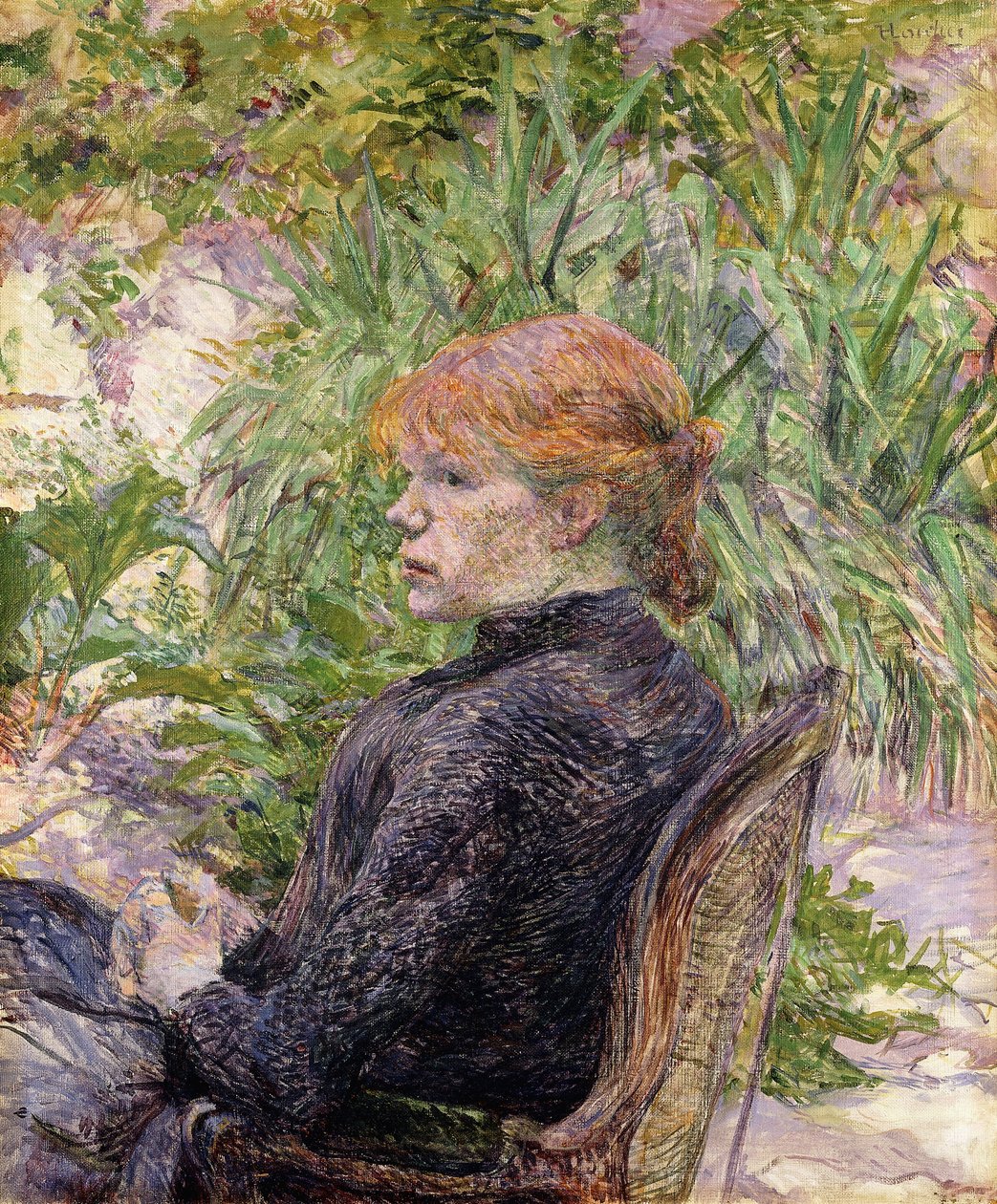 Vörös hajú nő ül az úr kertjében, 1889 alkotó: Henri de Toulouse Lautrec