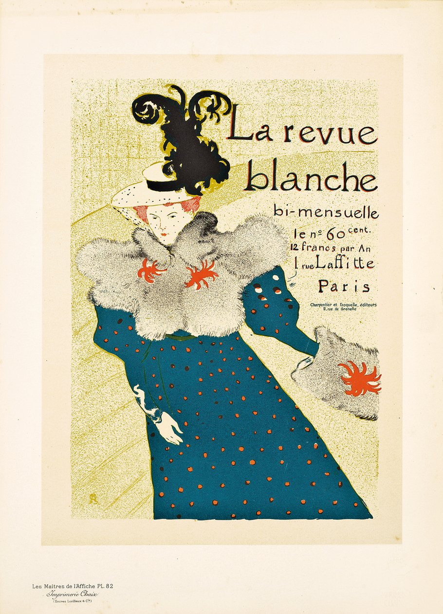 A "La Revue Blanche" 1895-ös plakát reprodukciója alkotó: Henri de Toulouse Lautrec
