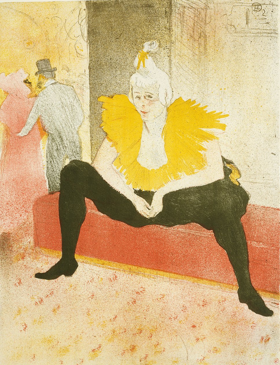 Ülő női bohóc (Mademoiselle Cha-U-Kao), egy tányér az Elles-től alkotó: Henri de Toulouse Lautrec