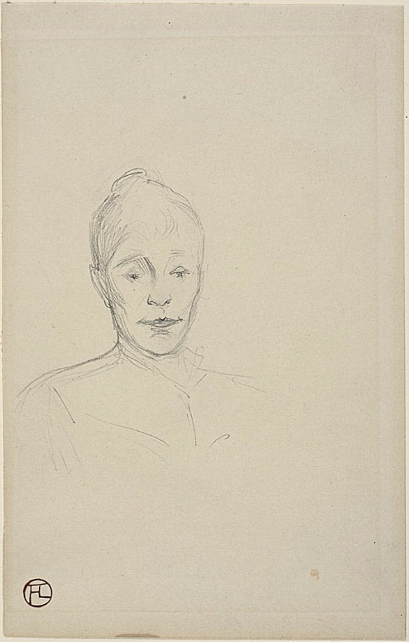 Tanulmány: Magas gallérral rendelkező nő arca alkotó: Henri de Toulouse Lautrec