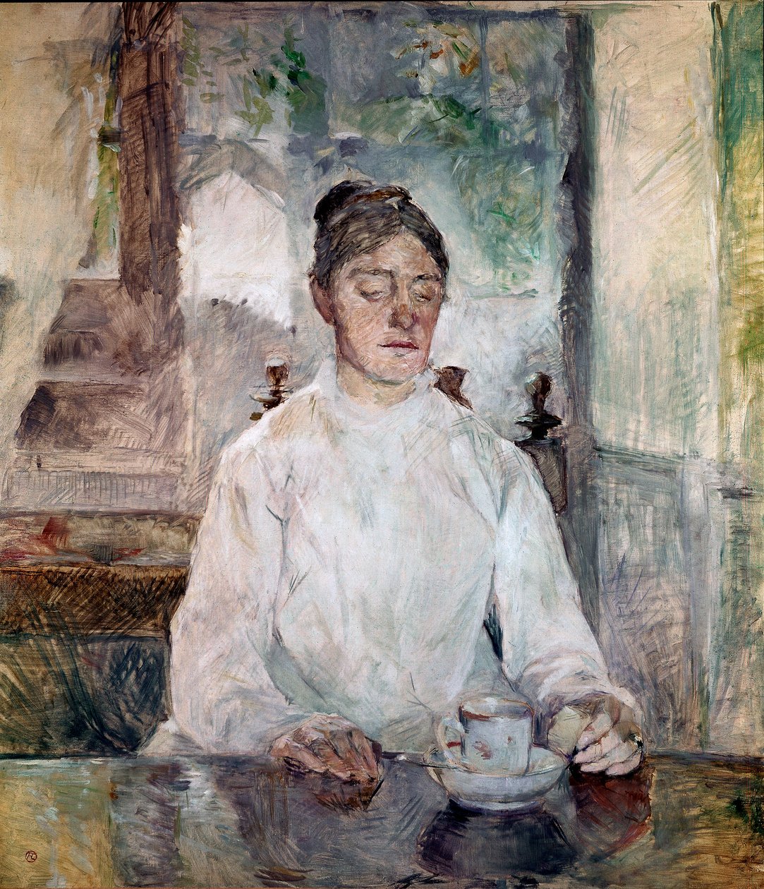 A művész édesanyja, Adele de Toulouse Lautrec grófnő a Chateau de Malrome-ban reggelizik. Henri de Toulouse-Lautrec festménye (Toulouse Lautrec alkotó: Henri de Toulouse Lautrec