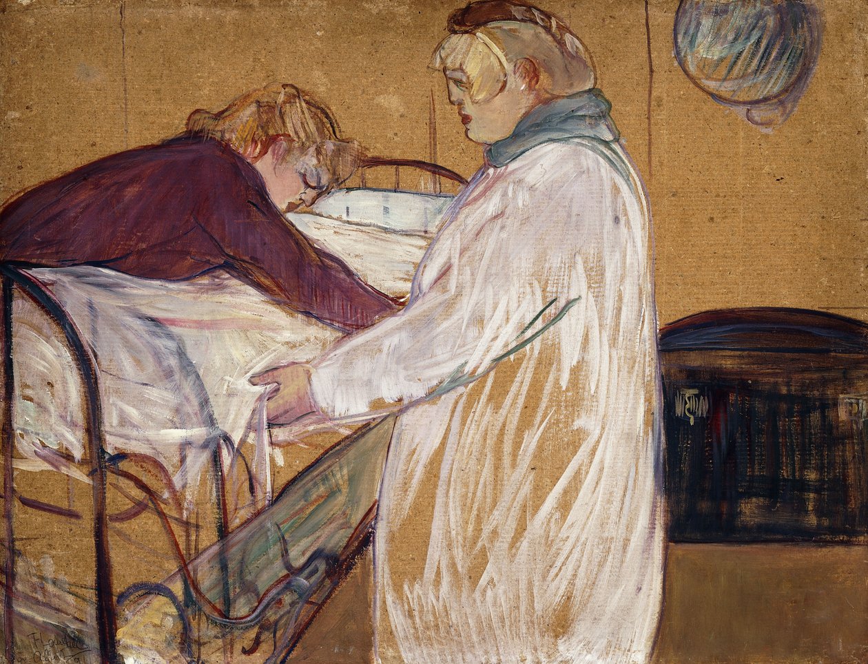 két nő, beveti az ágyukat; Két nő fekteti az ágyukat, 1891 alkotó: Henri de Toulouse Lautrec