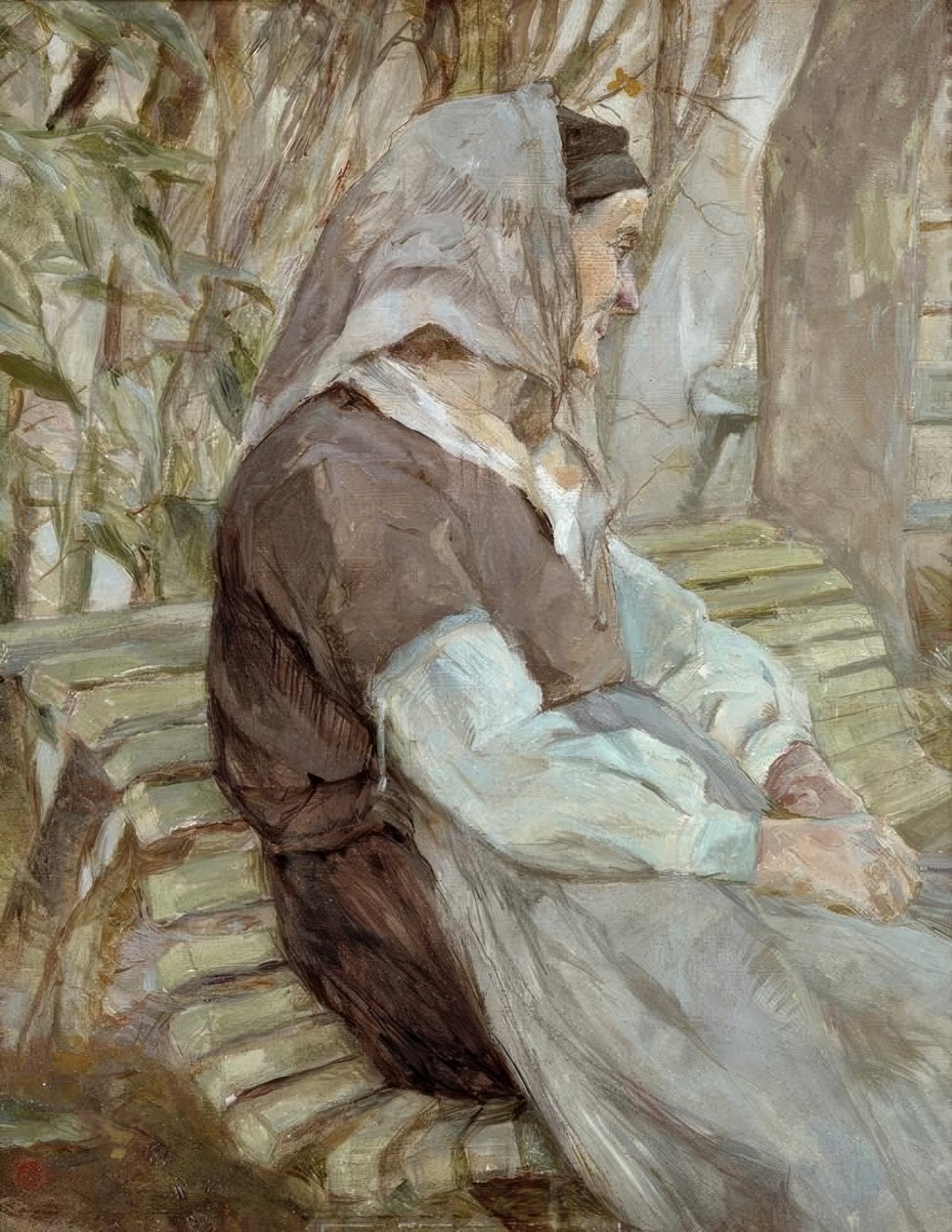 Öregasszony ül egy padon, Céleryranban alkotó: Henri de Toulouse Lautrec
