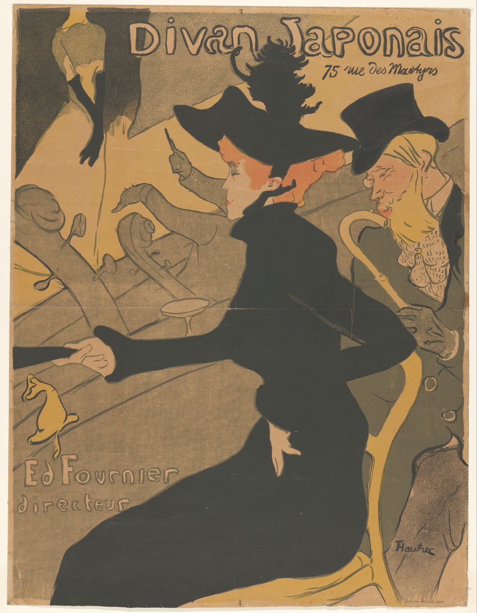 Nő és férfi a közönségben egy énekelőadáson Divan Japonais (cím a tárgyon) alkotó: Henri de Toulouse Lautrec