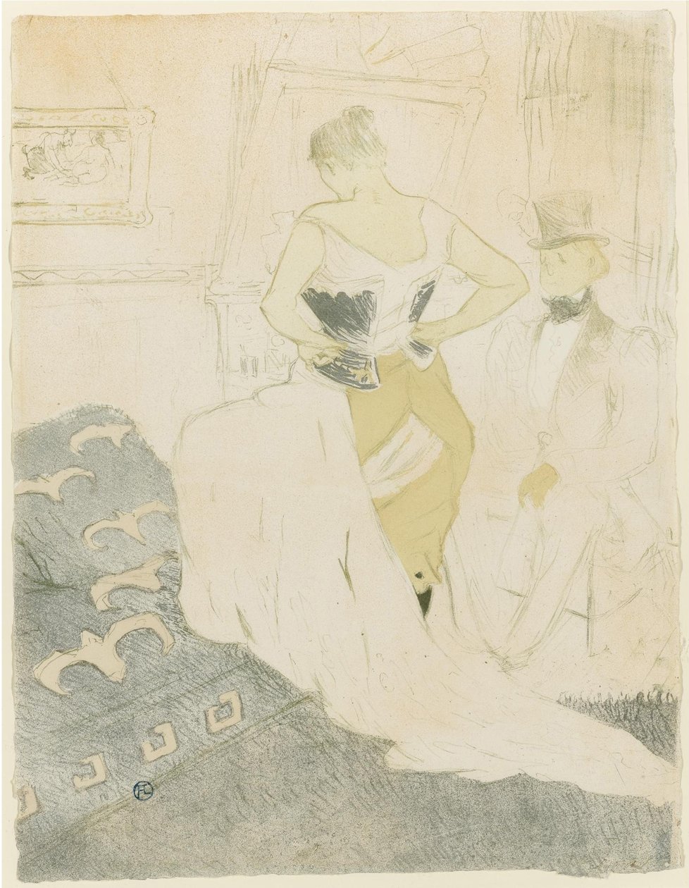 Fűzőjét igazgató nő, 1896 alkotó: Henri de Toulouse Lautrec