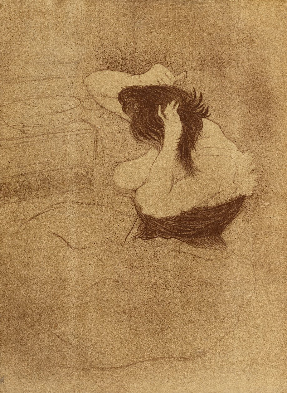 Haját fésülködő nő – La Coiffure, VII. tábla az Elles-től; Haját fésülködő nő – A frizura, VII. tábla, Elles, 1896 alkotó: Henri de Toulouse Lautrec