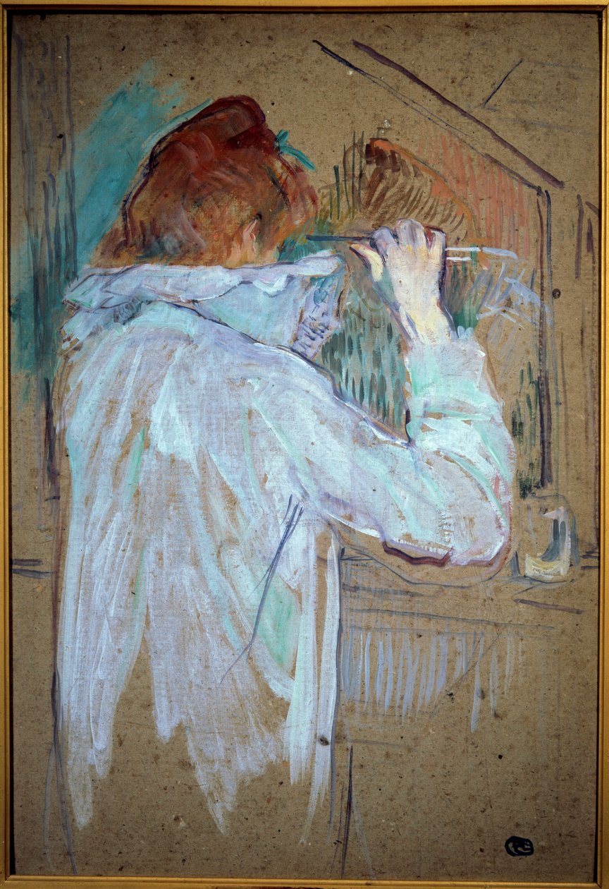 Női göndörítő festmény kartonra, Henri de Toulouse Lautrec (1864-1901) 1891 V. 0,54x0,36 m Toulouse, musee des Beaux Arts alkotó: Henri de Toulouse Lautrec