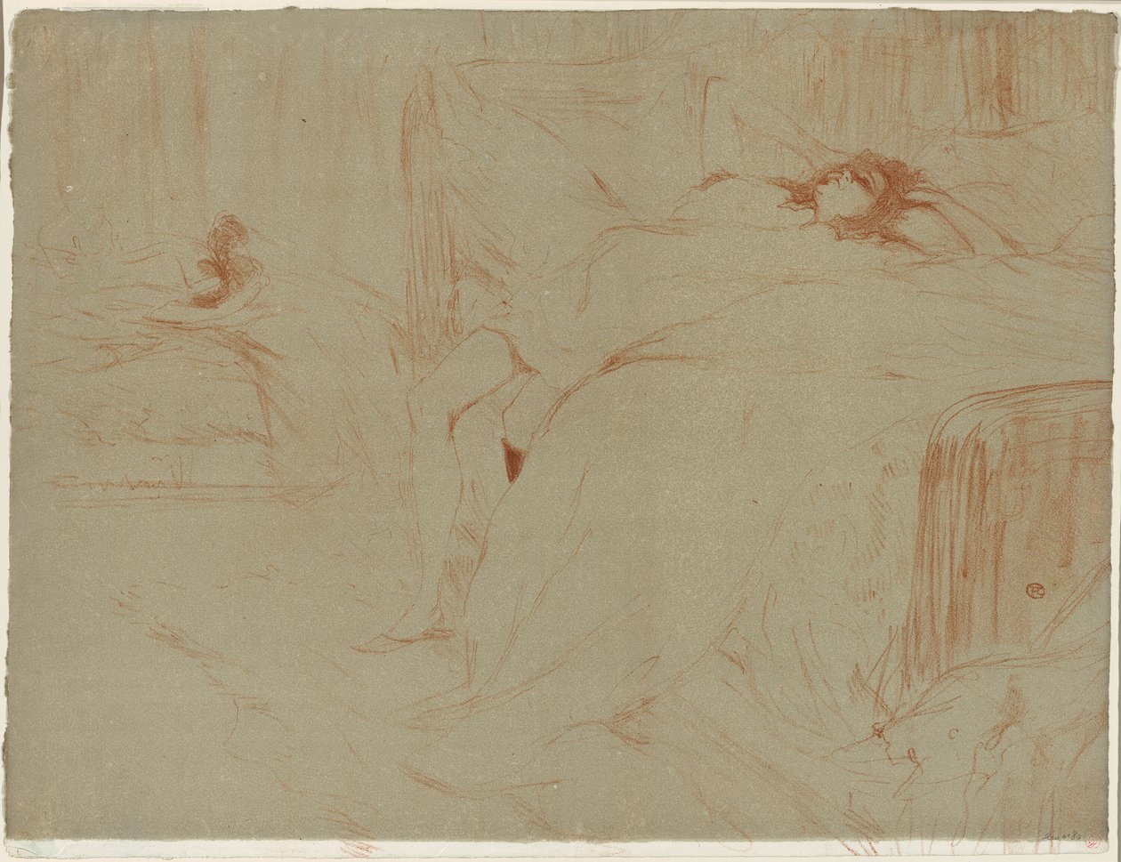 Háton fekvő nő, Lassitude, tízes tányér az Elles-től alkotó: Henri de Toulouse Lautrec