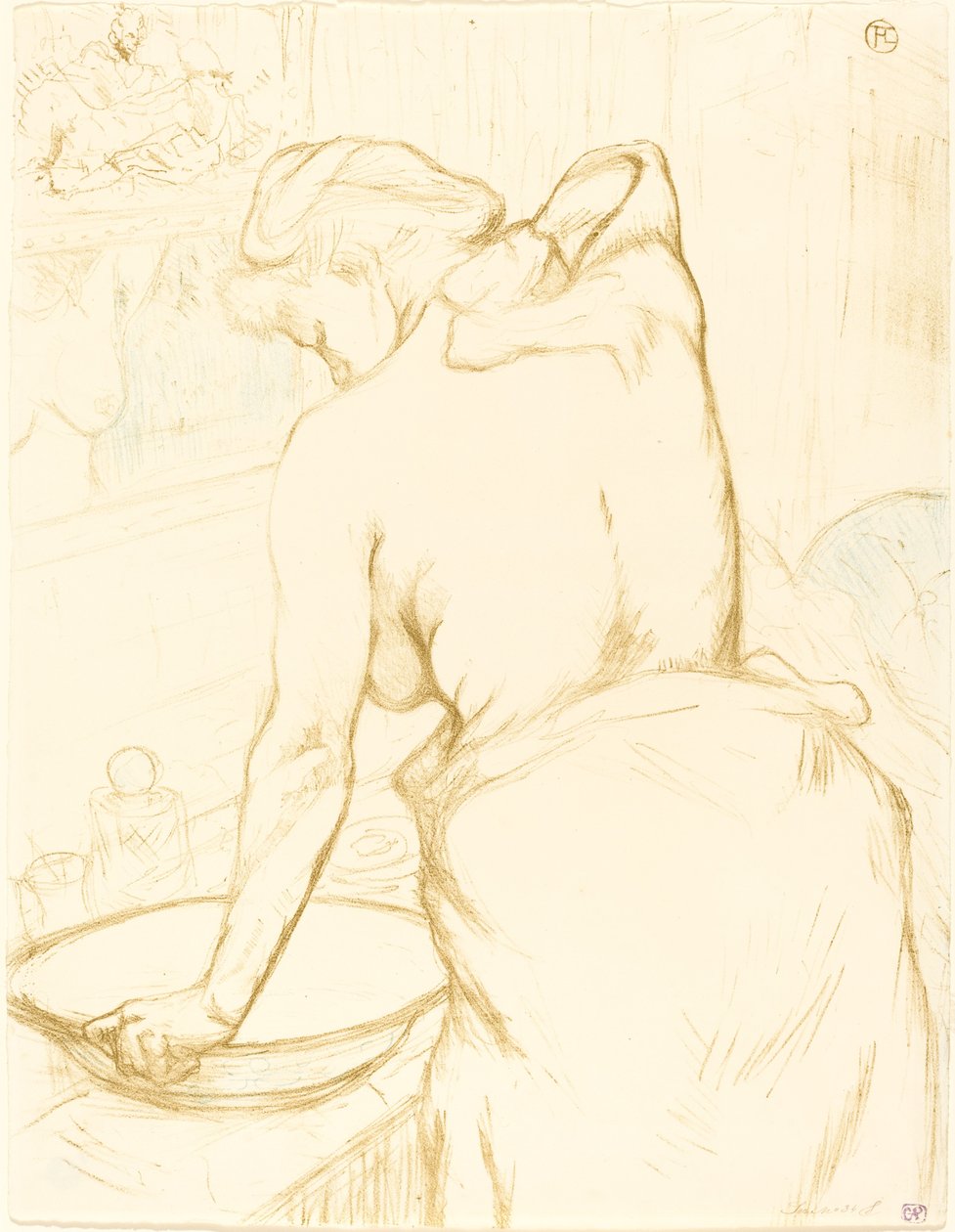 Nő, aki megmosakodik Femme qui se lave, 1896. alkotó: Henri de Toulouse Lautrec