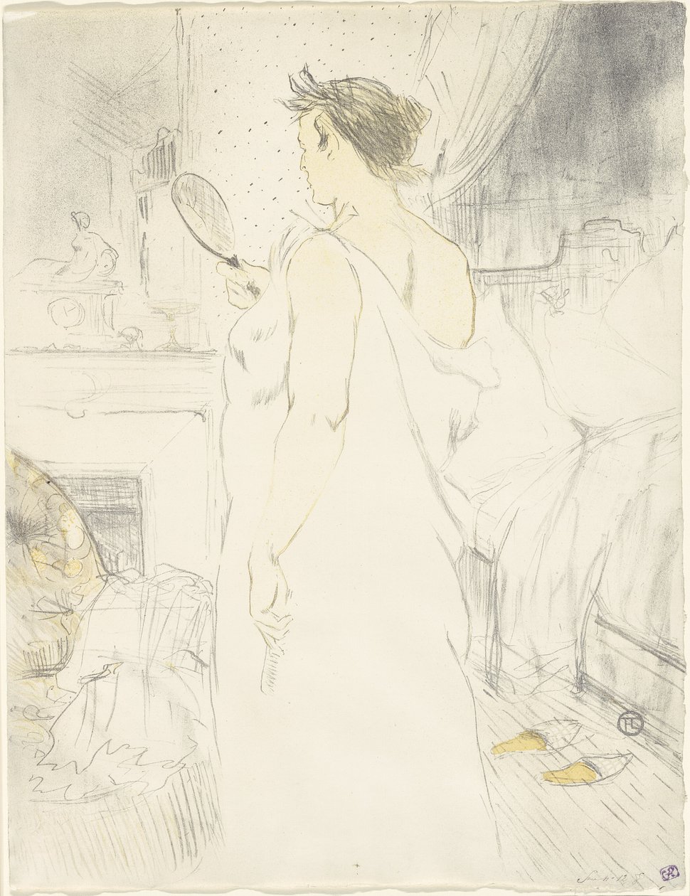 Nő a tükörben – Tükör a kézben, hatos tábla Ellestől alkotó: Henri de Toulouse Lautrec