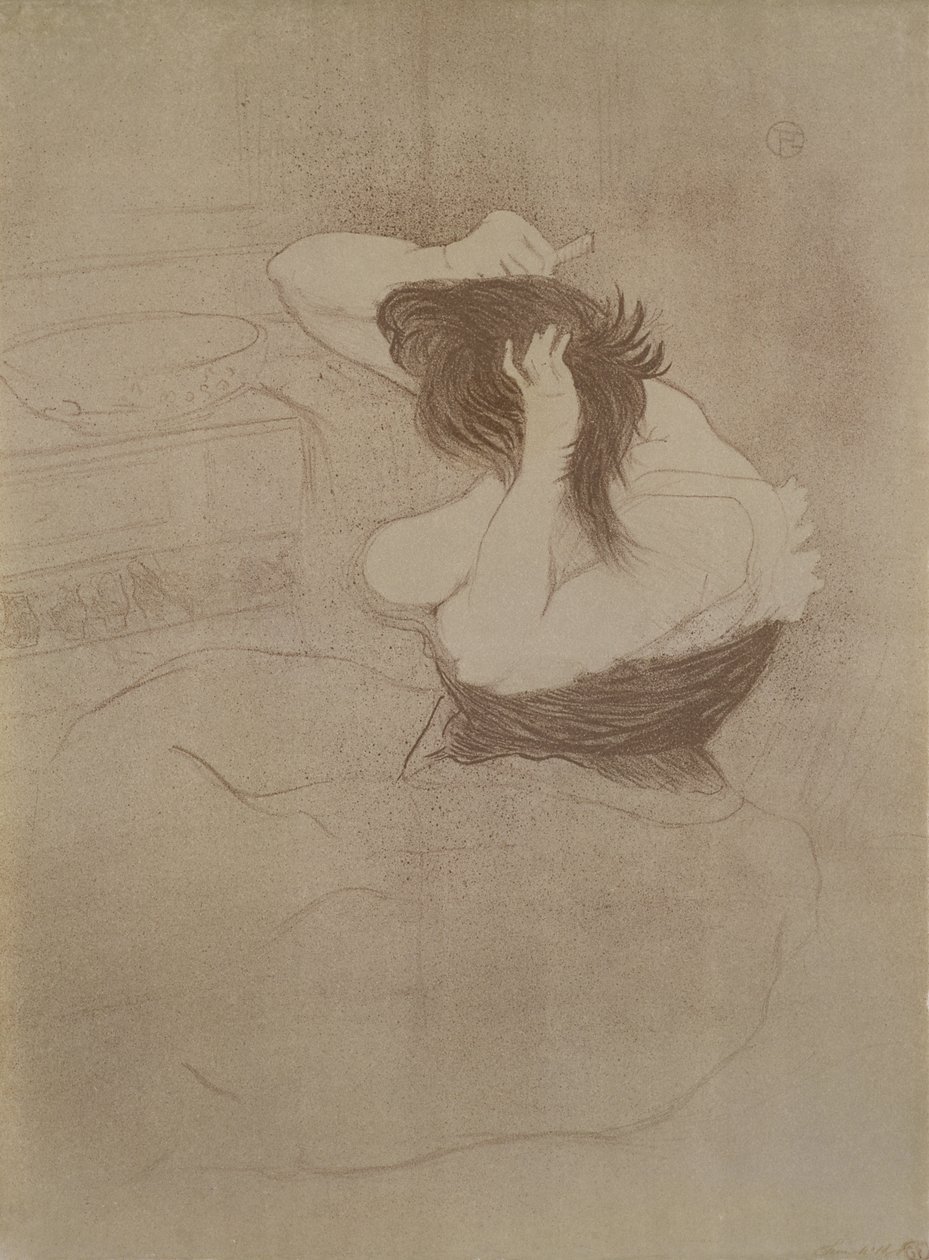 Haját fésülködő nő, az Elles-ből, 1896 alkotó: Henri de Toulouse Lautrec
