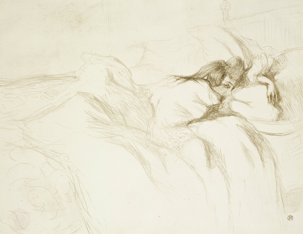 Nő az ágyban – ébren, harmadik tányér Ellestől alkotó: Henri de Toulouse Lautrec