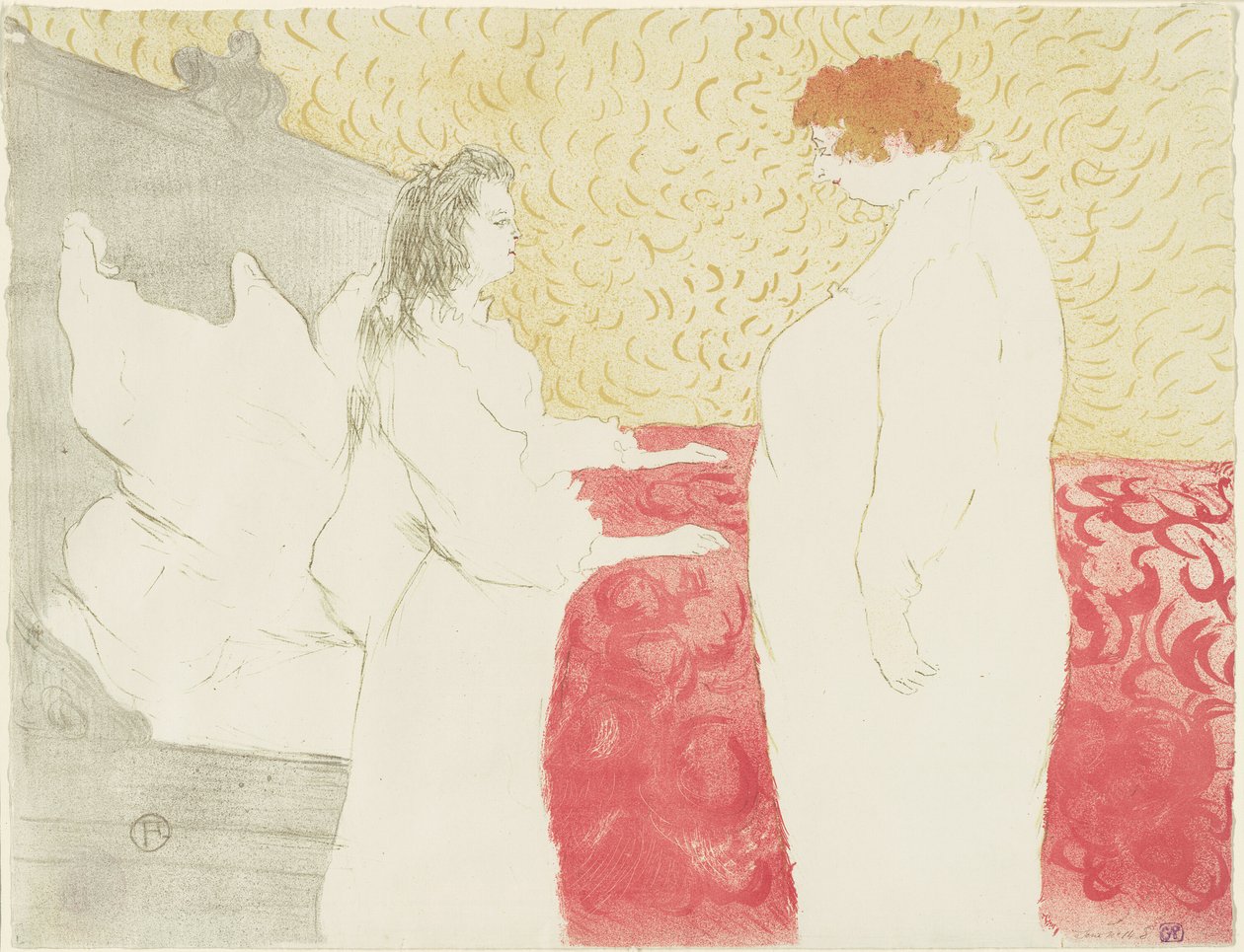 Nő az ágyban, Profil, Felkelés, nyolcas tányér az Elles-től alkotó: Henri de Toulouse Lautrec