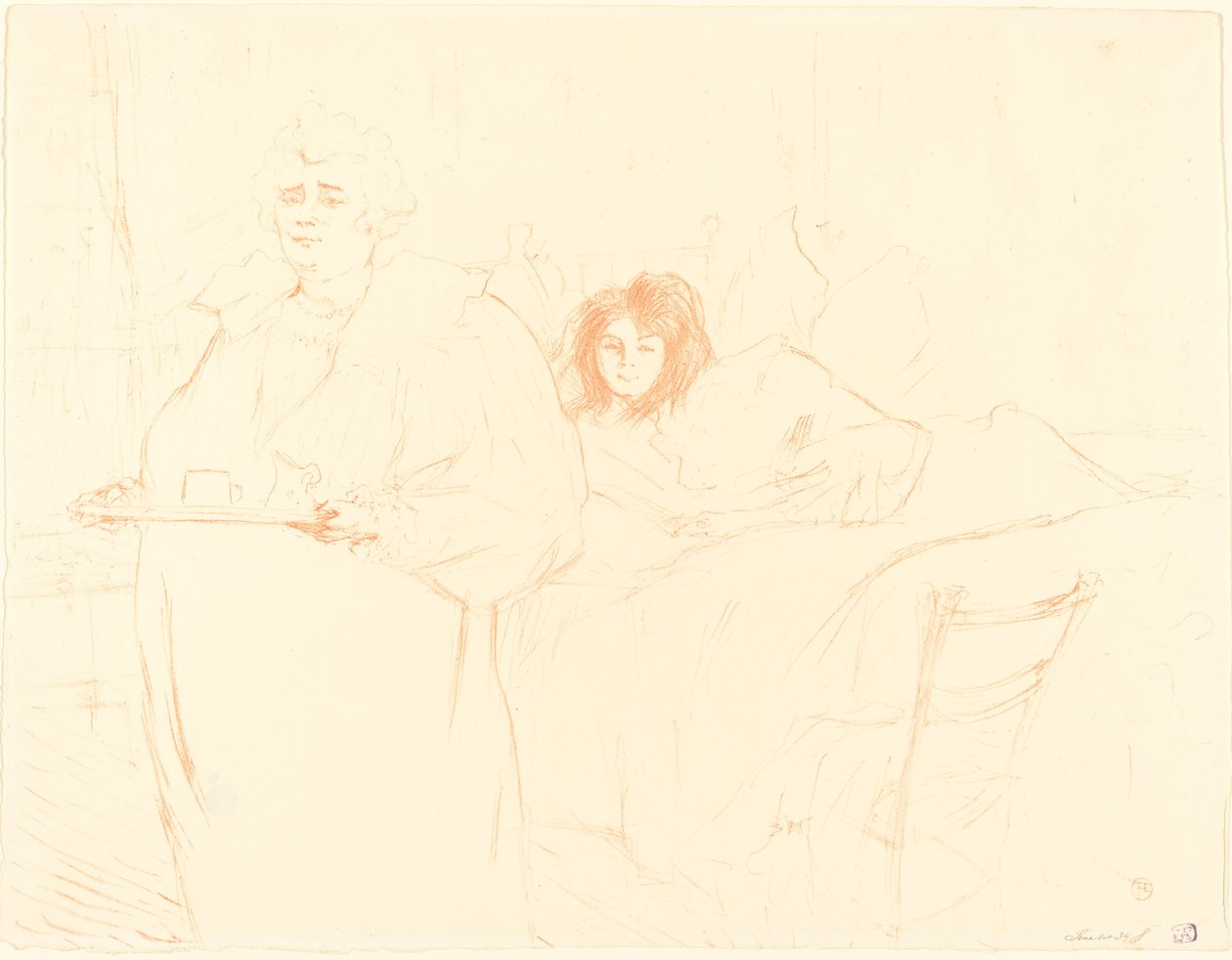 Nő tálcával Femme au plató, 1896. alkotó: Henri de Toulouse Lautrec