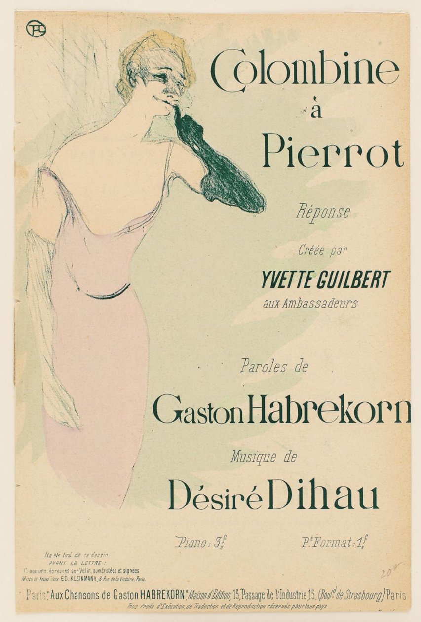 Yvette Guilbert, Colombine-ban Pierrot-ban alkotó: Henri de Toulouse Lautrec