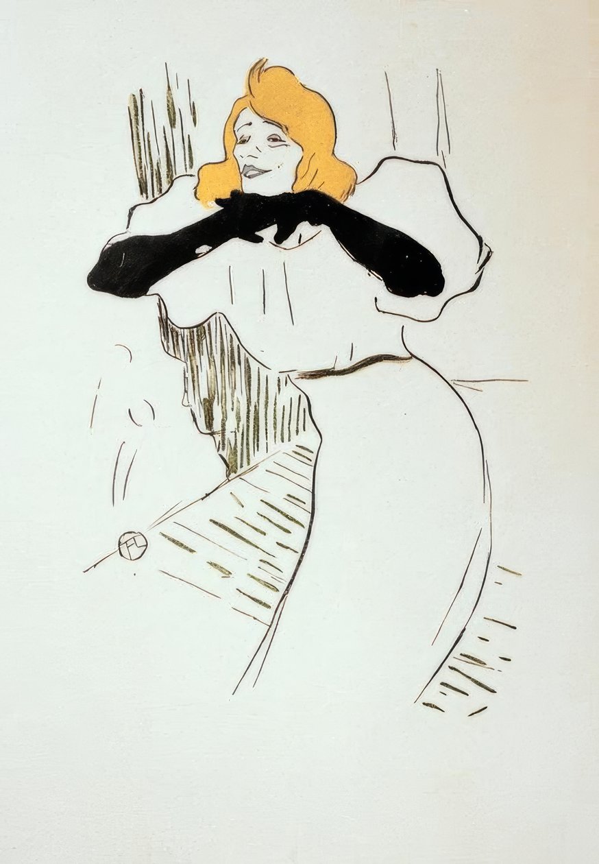 Yvette Guilbert a Linger long loo-ban alkotó: Henri de Toulouse Lautrec