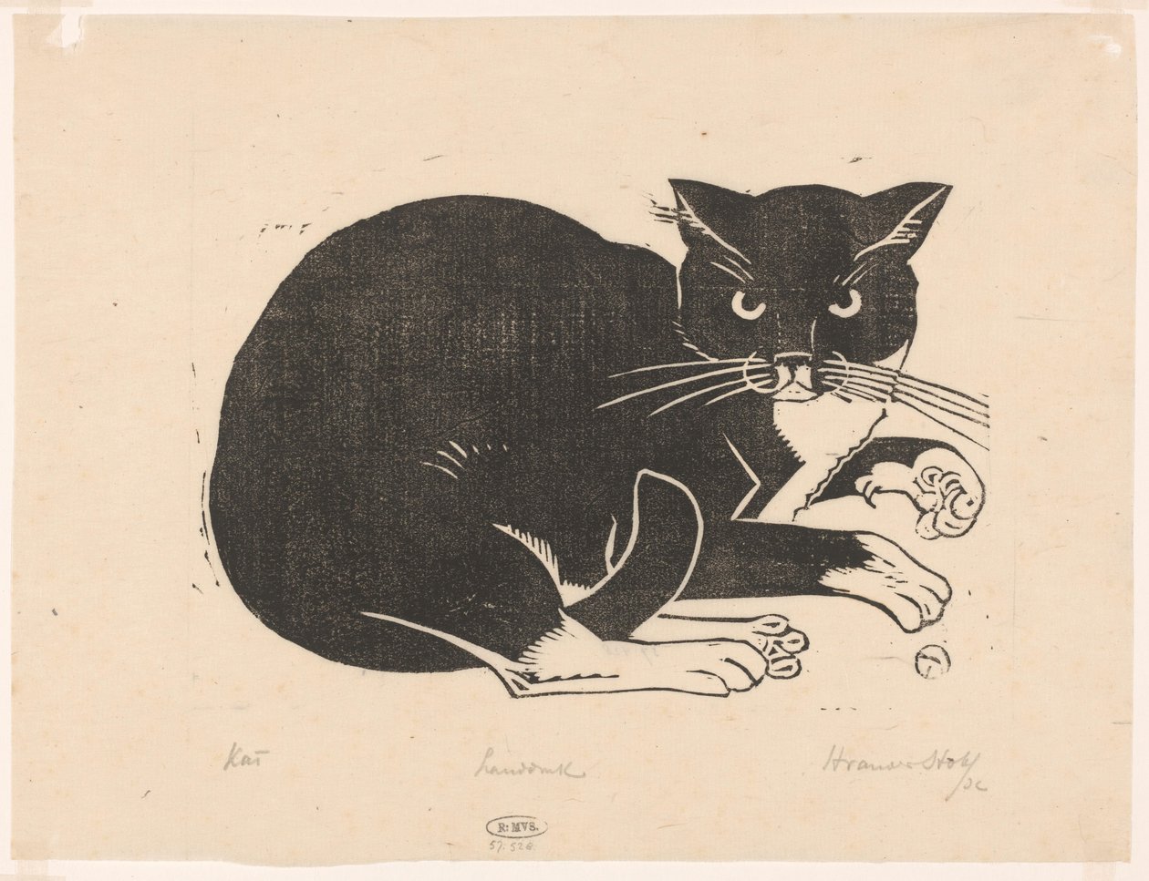 Kat (eredeti cím az objektumon) alkotó: Henri van der Stok (signed by artist)