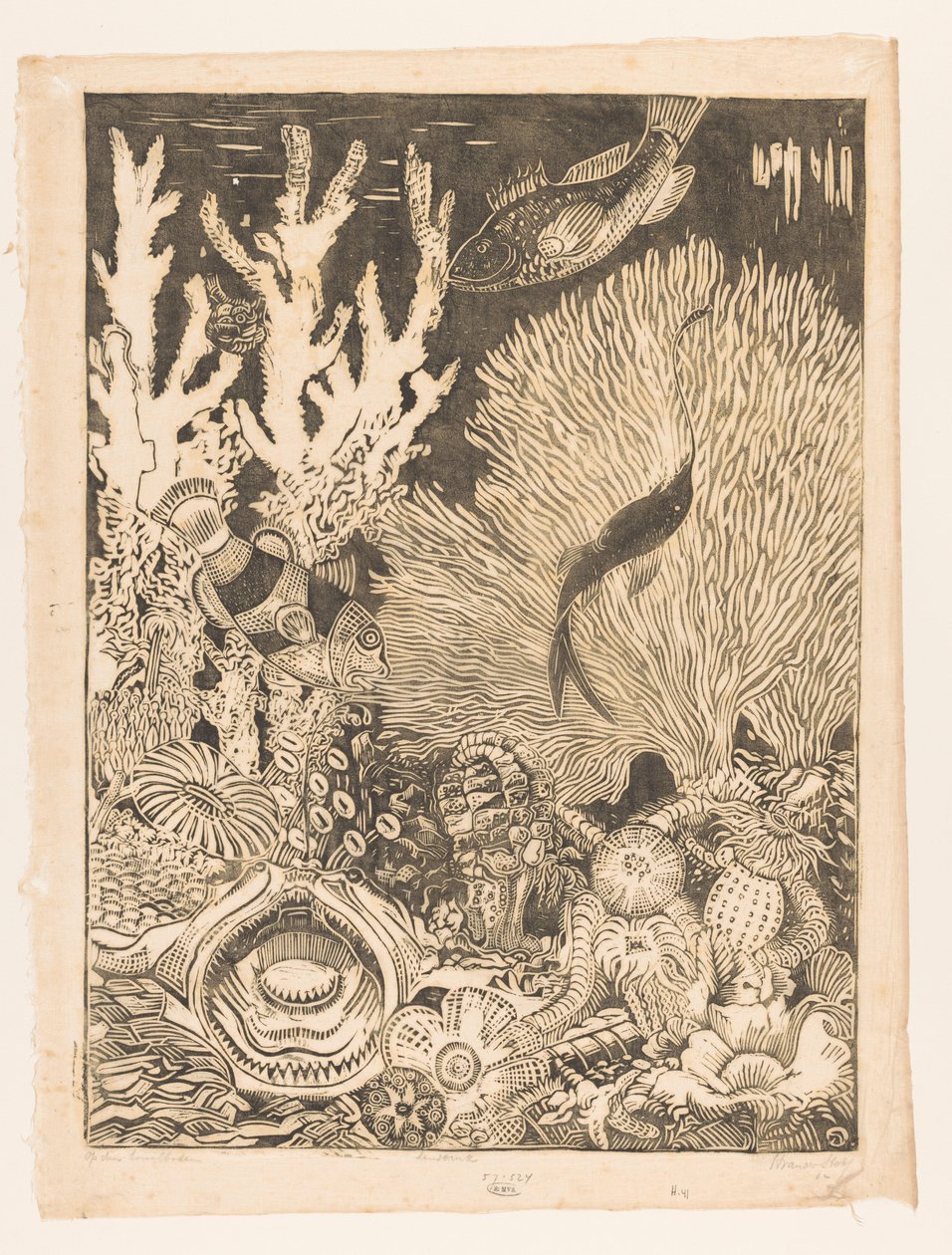 A korallfenéken (eredeti cím a tárgyon) alkotó: Henri van der Stok (signed by artist)