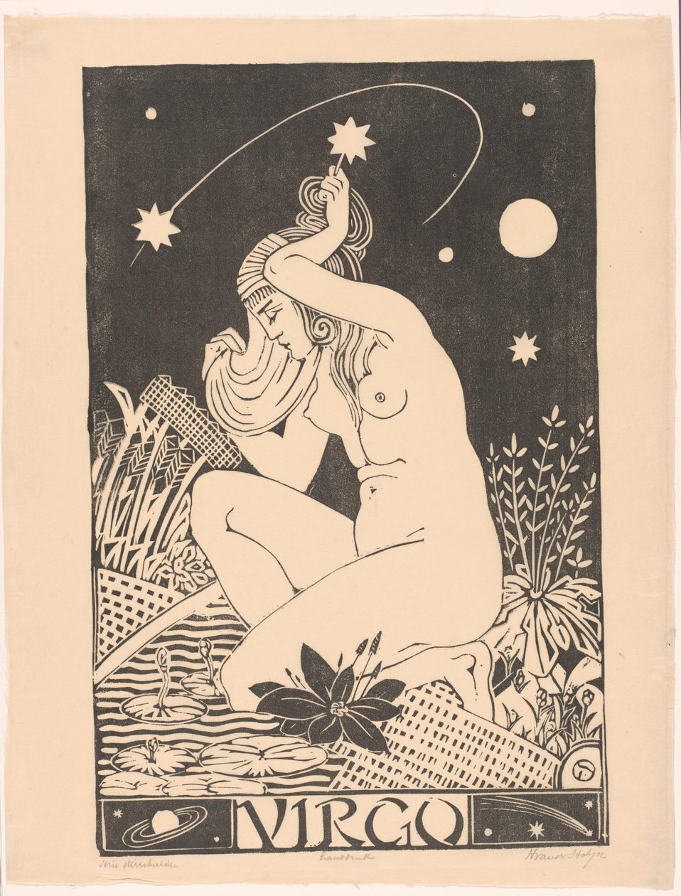 Szűz csillagjegy Szűz (cím a tárgyon) alkotó: Henri van der Stok (signed by artist)
