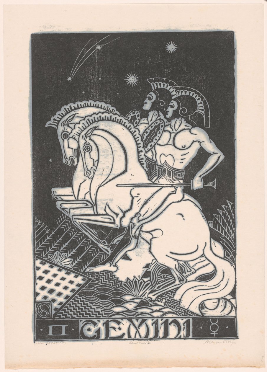 Ikrek csillagjegy Ikrek (cím a tárgyon) alkotó: Henri van der Stok (signed by artist)