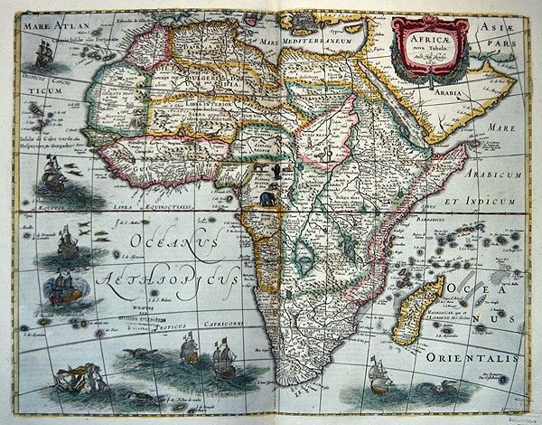Afrika térképe, a Nova Tabula Africae; 1631-ben Amszterdamban megjelent (színes metszet) alkotó: Henricus Hondius