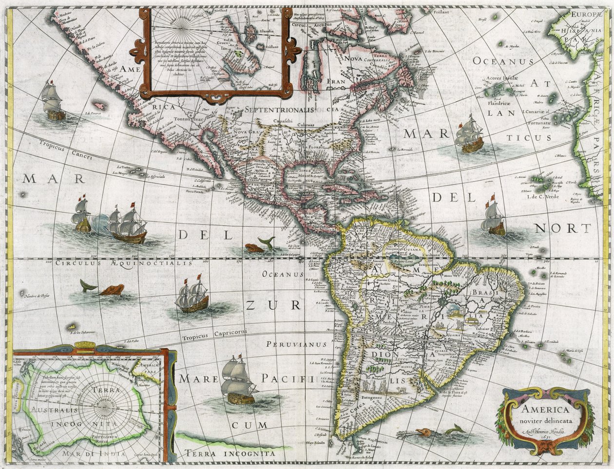 Amerika térképe, 1631 alkotó: Henricus Hondius II