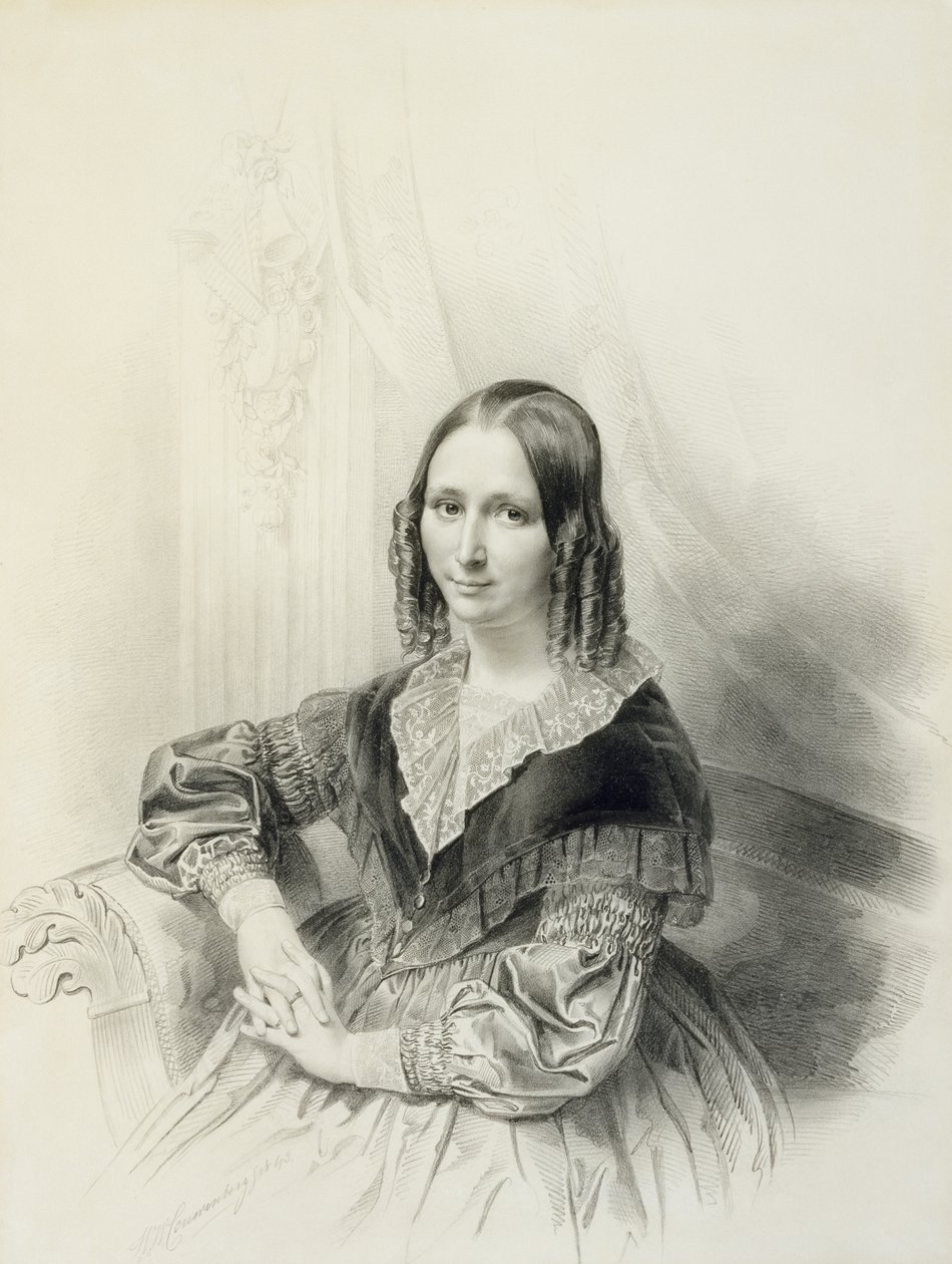 Suzanne Herckenrath portréja, 1843 (kréta, estompe, ceruza és akvarell) alkotó: Henricus Wilhelmus Couwenberg