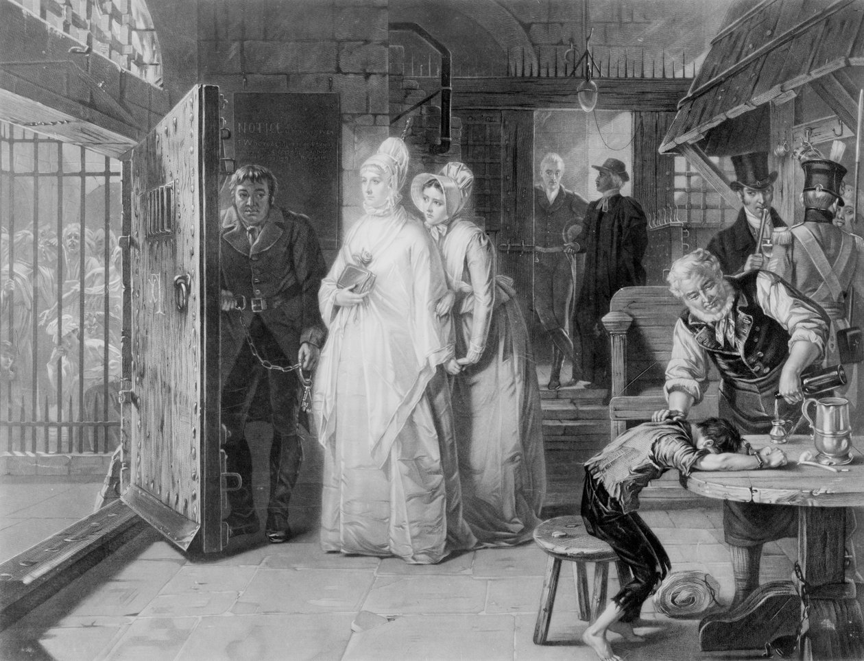 Mrs. Fry meglátogatja a Newgate börtönt, 1893 alkotó: Henrietta Mary Ward