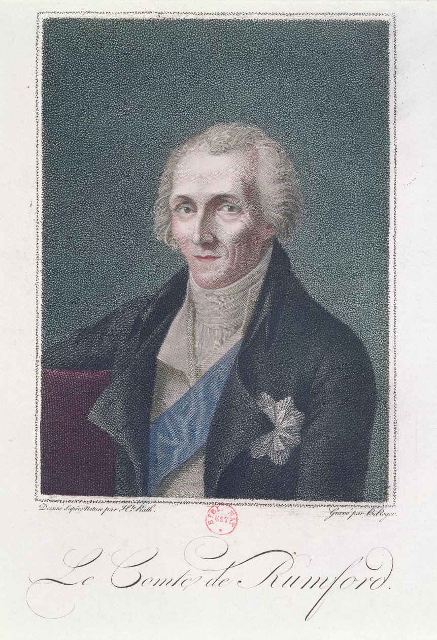 Benjamin Thompson (1753-1814) Rumford gróf, metszett B. Roger alkotó: Henriette Rath