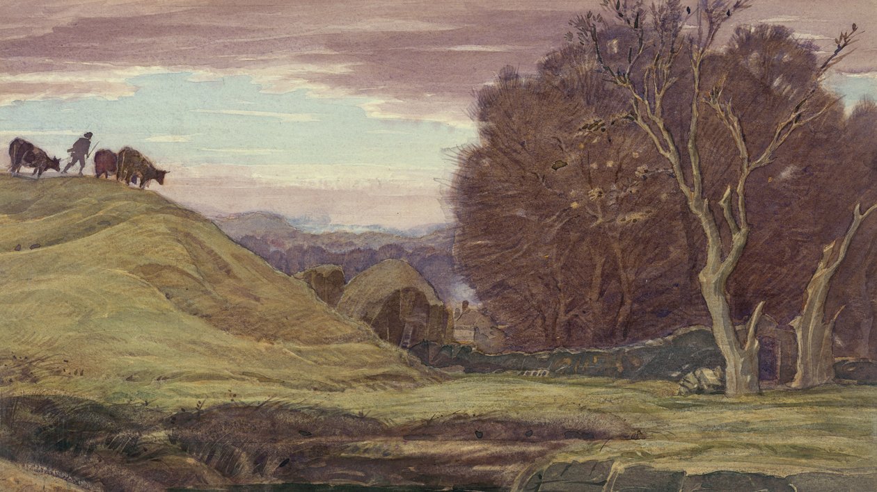 Walesi pásztori táj, 1920 körül alkotó: Henry A. 1868 1940 Payne