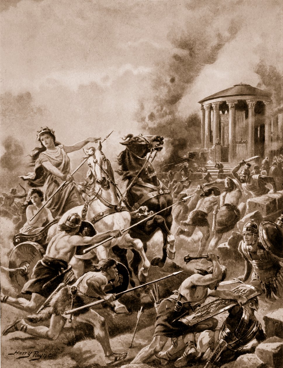 Boadicea támadása Camulodunum ellen, i.sz. 60, illusztráció a 