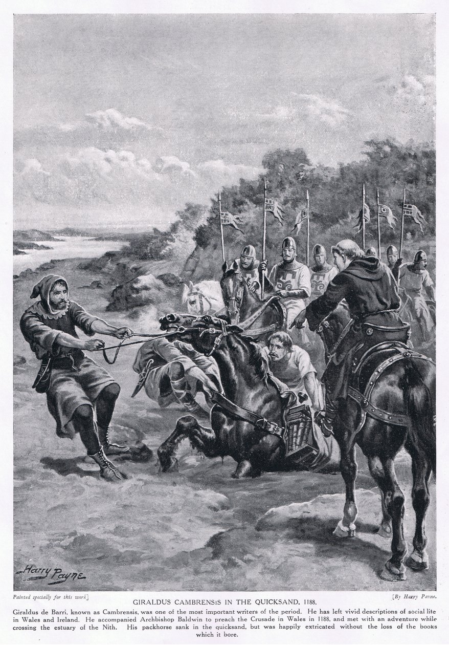 Girladus Cambrensis a futóhomokban AD1188, 1920-as évek alkotó: Henry A. Payne