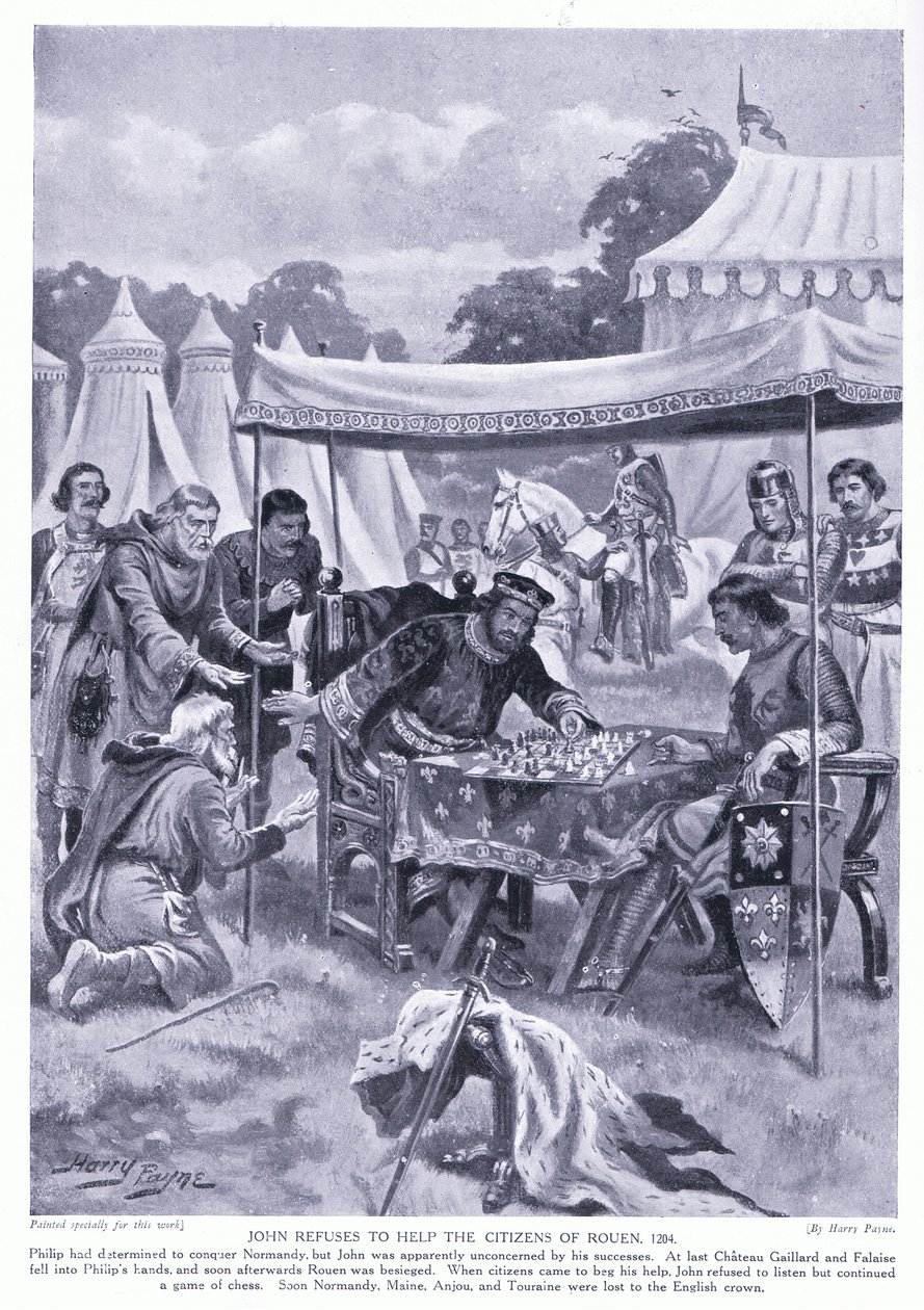 János nem hajlandó segíteni Rouen polgárainak AD1204, 1920-as évek alkotó: Henry A. Payne