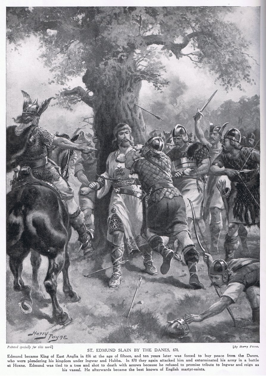 Szent Edmundot a dánok meggyilkolták, 870-ben, 1920-as években alkotó: Henry A. Payne