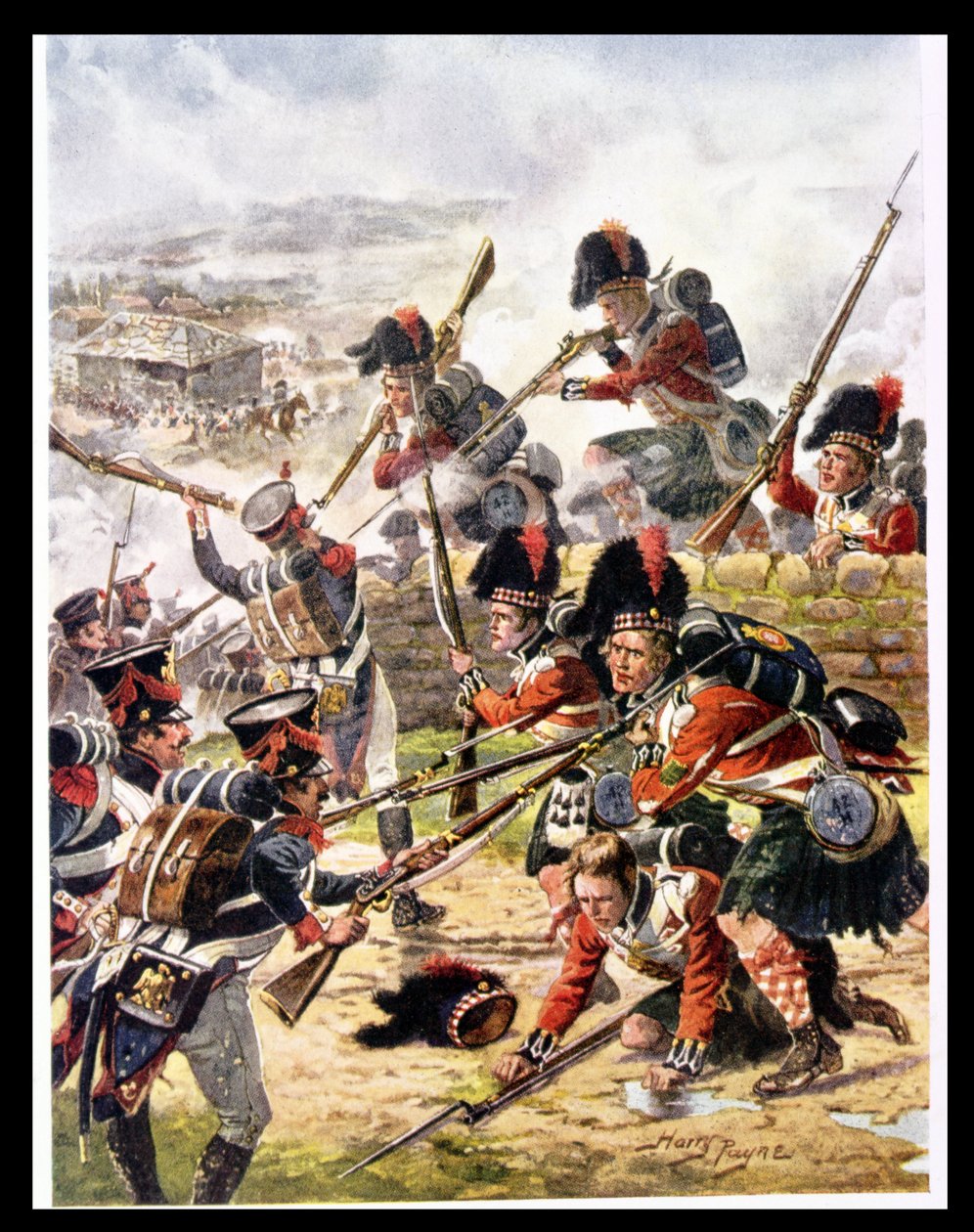 The Attack of the Black Watch, illusztráció az angol történelem dicsőséges csatáiból, C.H. Wylly, 1920-as évek alkotó: Henry A. Payne