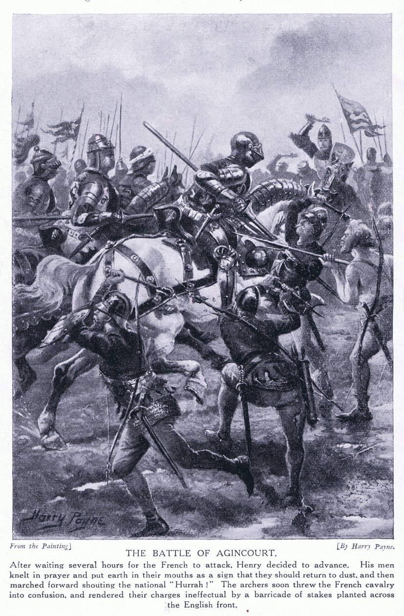 Az Agincourt-i csata AD1415, 1920-as évek alkotó: Henry A. Payne