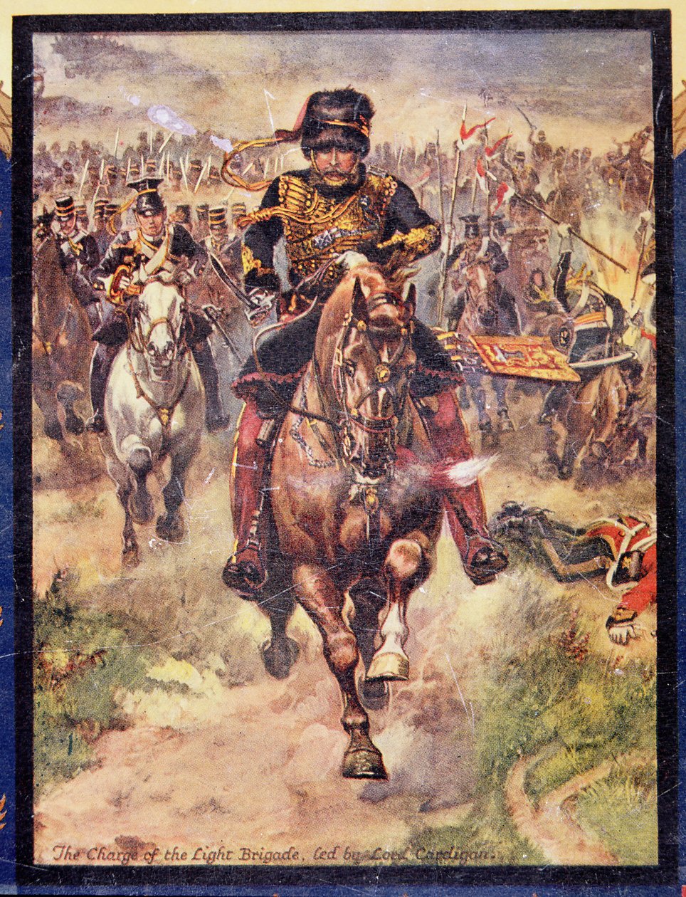 A Lord Cardigan vezette Könnyű Brigád rohama, C.H. őrnagy illusztrációja az angol történelem dicsőséges csatáihoz. Wylly, 1920-as évek alkotó: Henry A. Payne